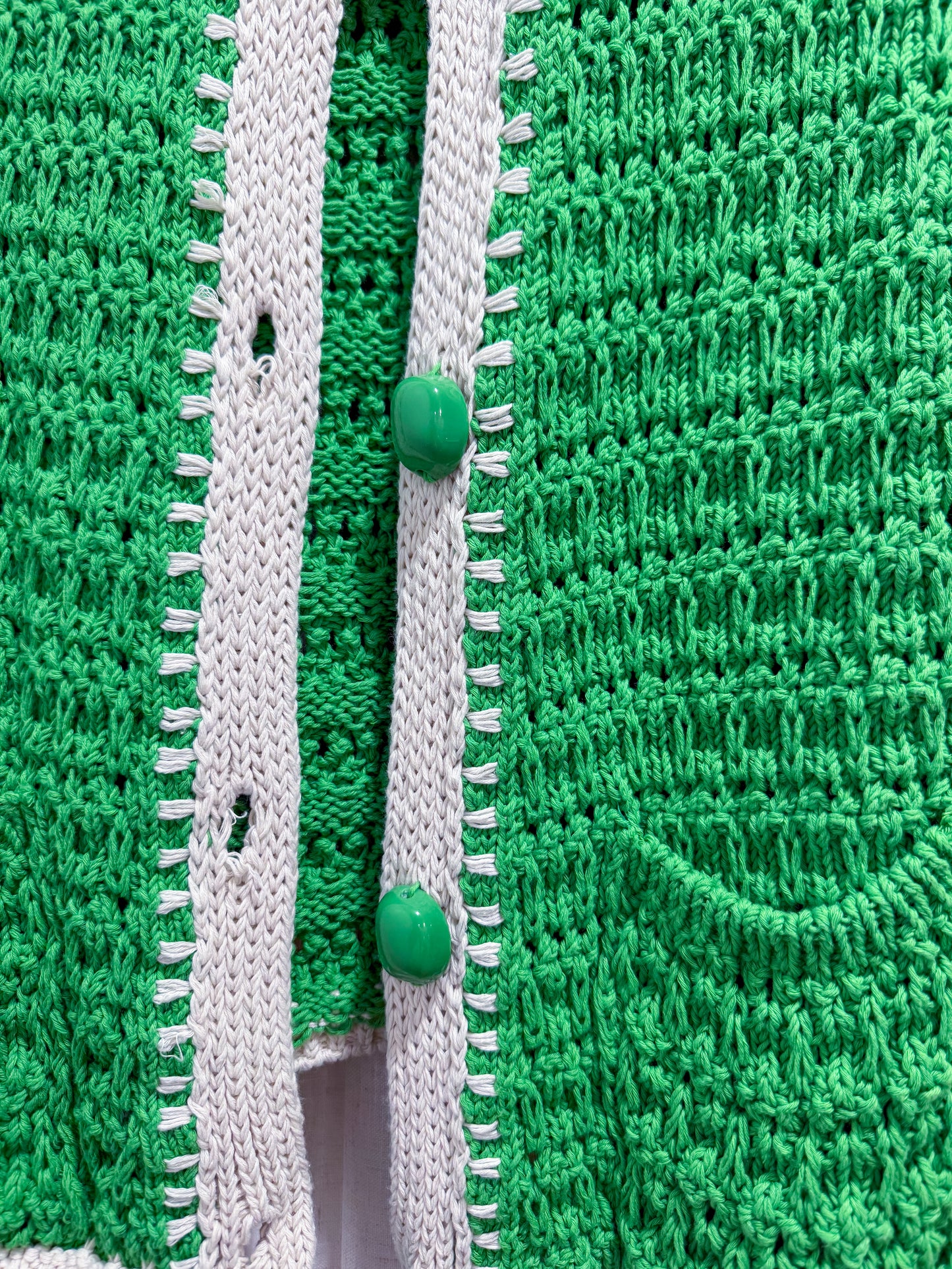 Zara Crochet Green and Cream Vest Women's Size L