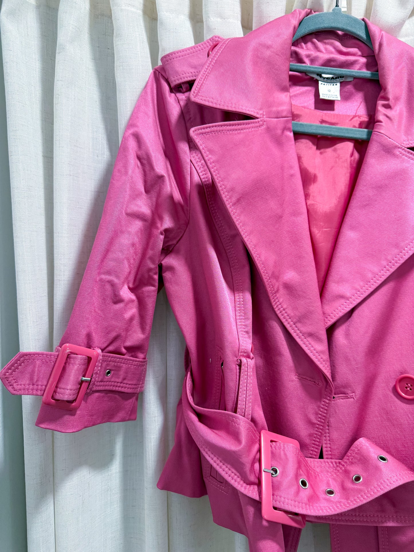Nygard Pink Cropped Trench 3/4 Sleeves Women's Size 12P