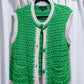 Zara Crochet Green and Cream Vest Women's Size L