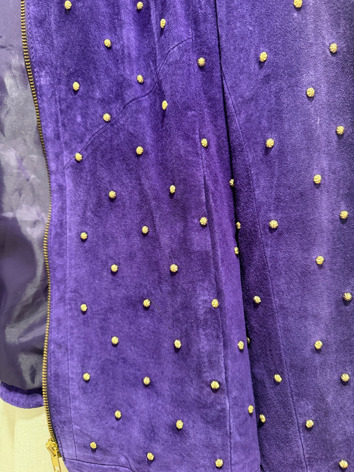 Linea by Louis Dell'Olio Suede Gold Beaded Jacket Women's Size XS
