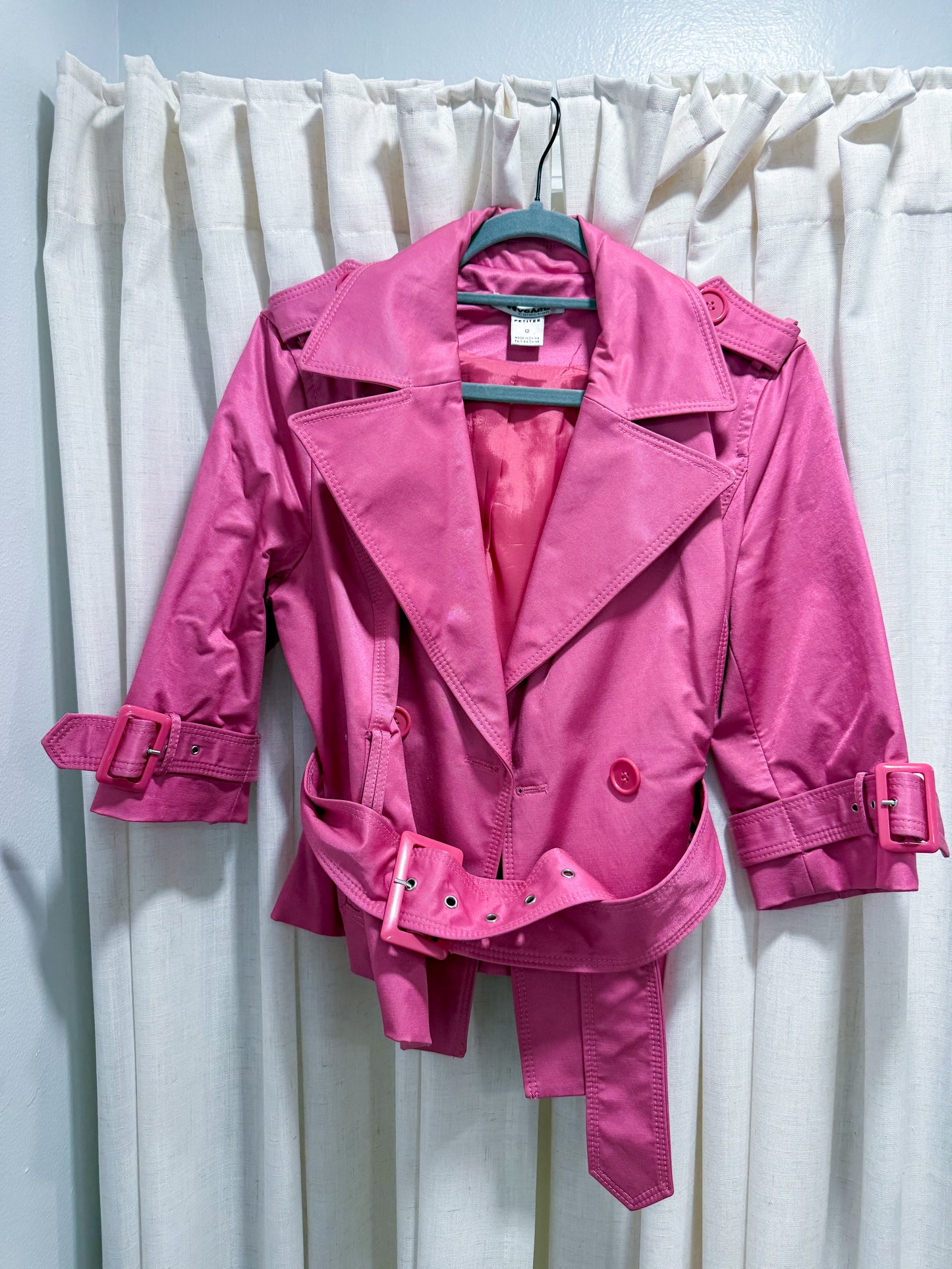 Nygard Pink Cropped Trench 3/4 Sleeves Women's Size 12P