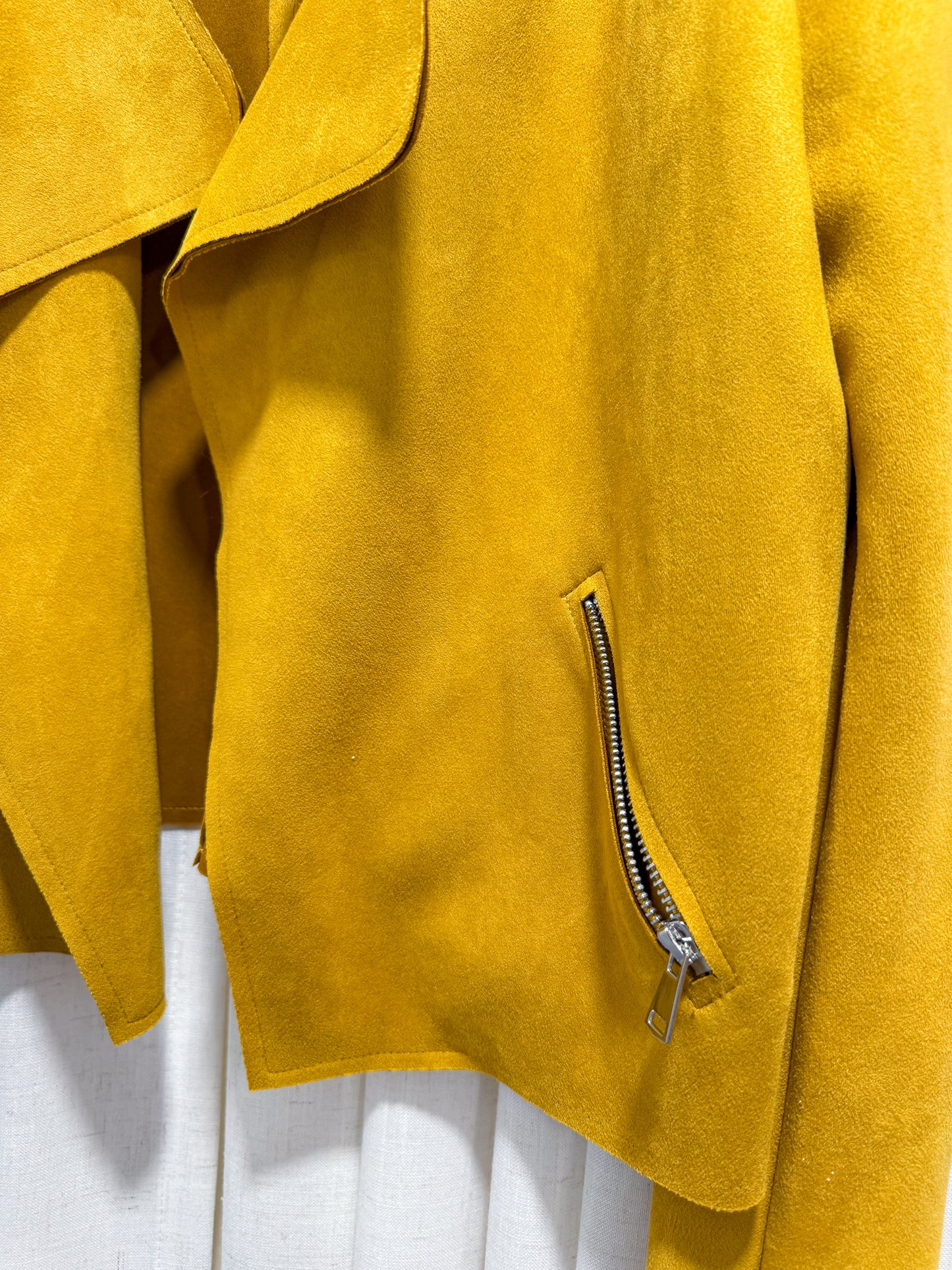 Mustard Yellow Faux Suede Moto Jacket Women's Size L