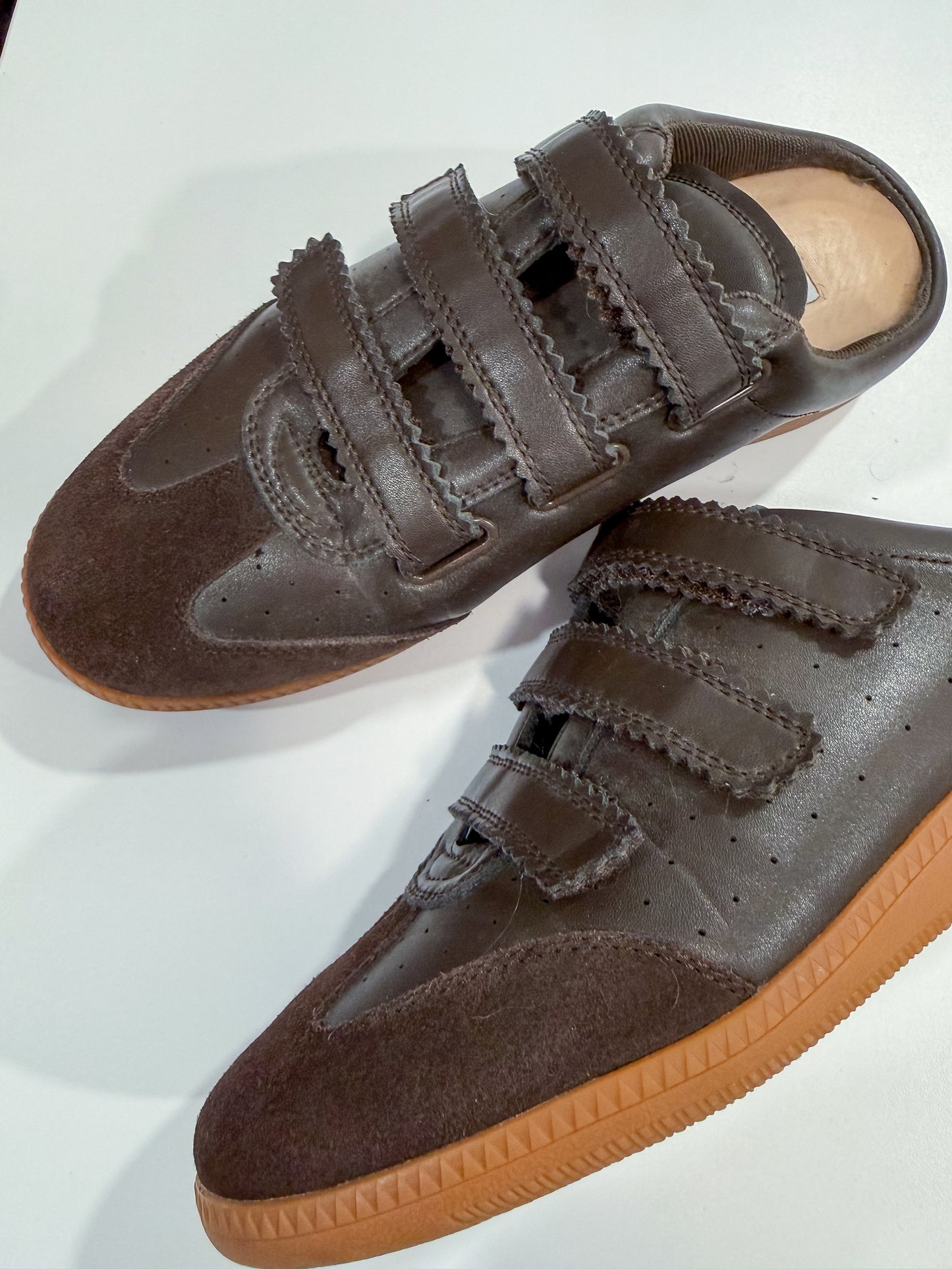 Chocolate Brown Steve Madden Sneaker Mules Velcro Strap Women's Size 9.5
